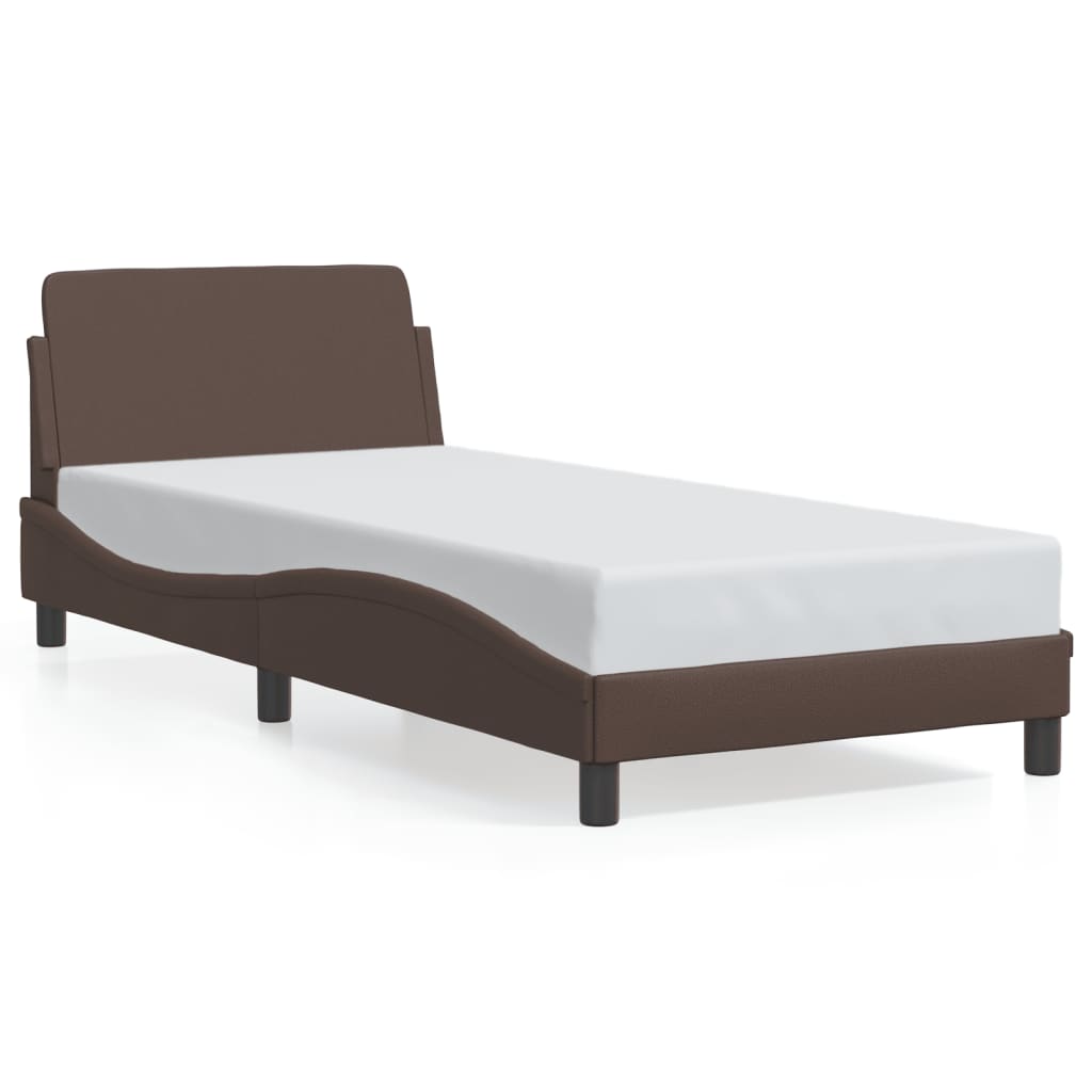 Bed frame with headboard brown 90x190 cm artificial leather