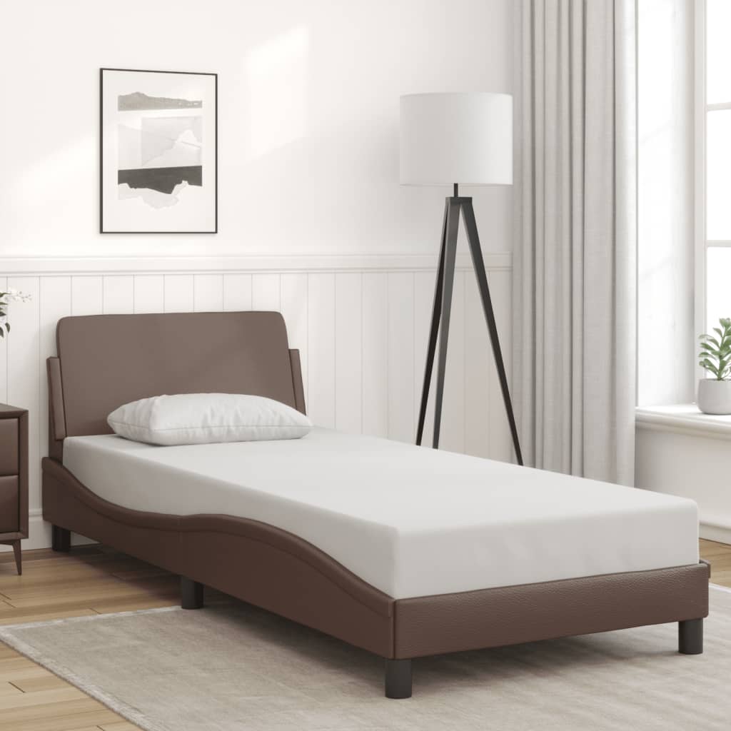 Bed frame with headboard brown 90x190 cm artificial leather