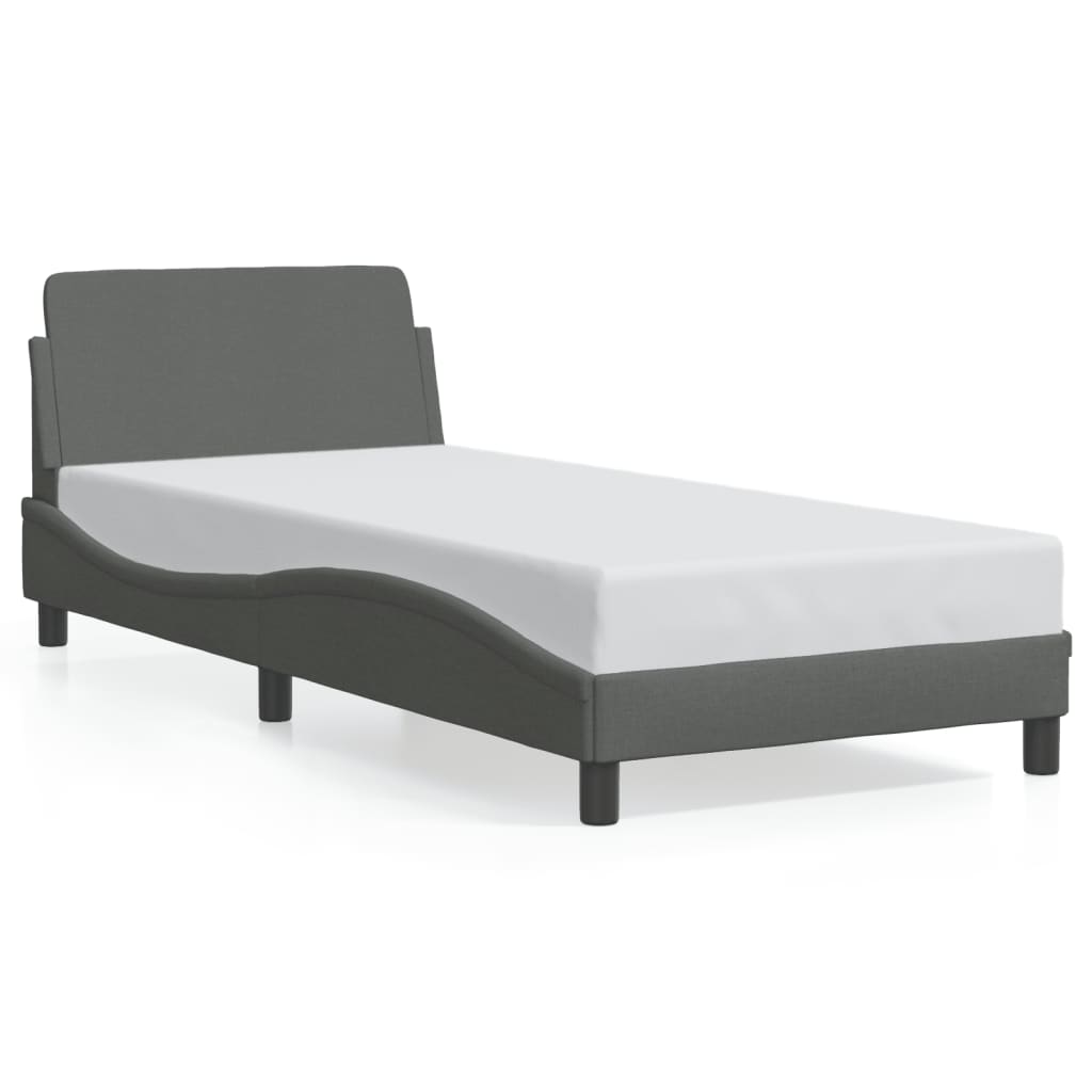 Bed frame without mattress dark grey 90x200 cm fabric