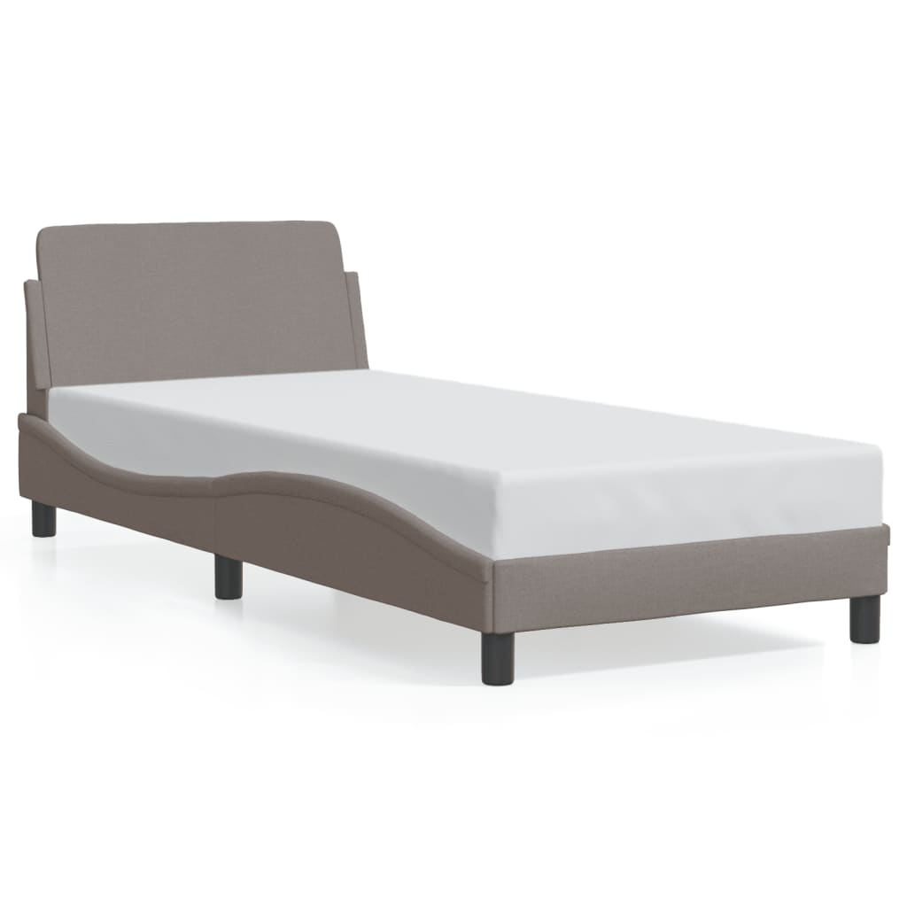 Bed frame with headboard without mattress Taupe 90x200 cm fabric