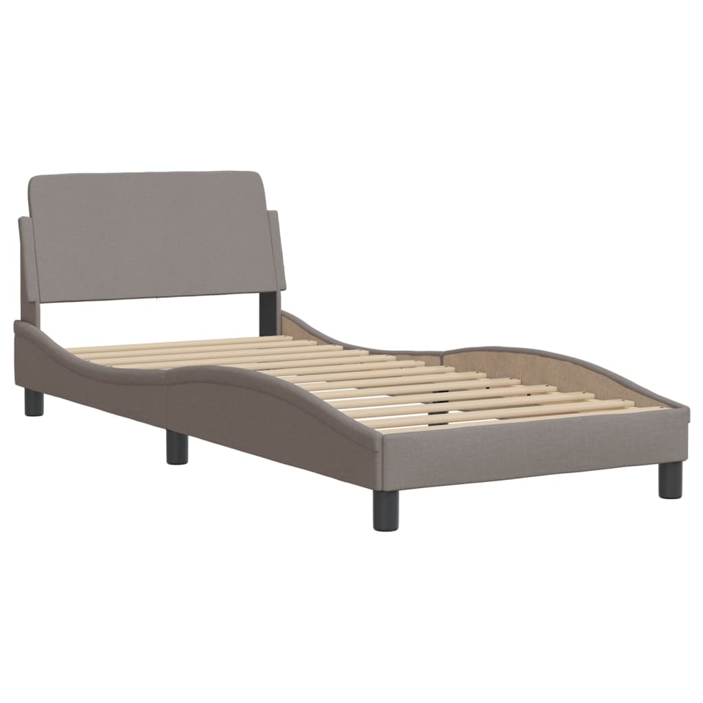 Bed frame with headboard without mattress Taupe 90x200 cm fabric