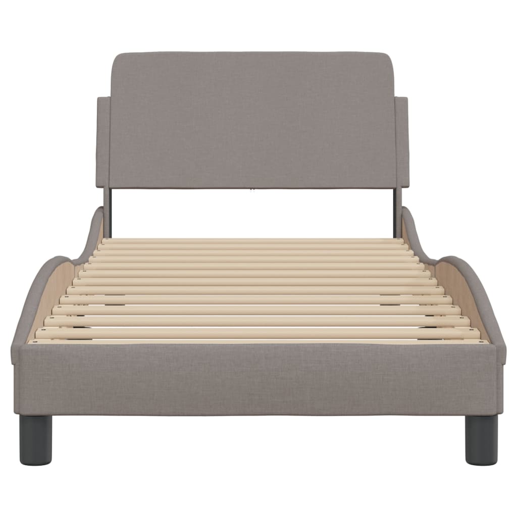 Bed frame with headboard without mattress Taupe 90x200 cm fabric