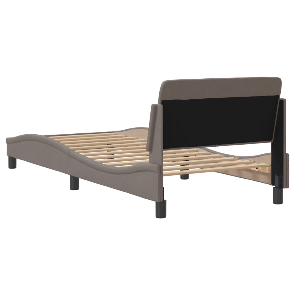 Bed frame with headboard without mattress Taupe 90x200 cm fabric