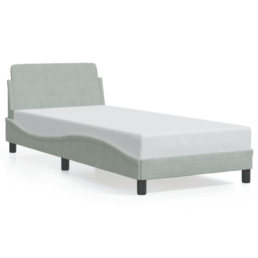 Bed frame without mattress light grey 90x200 cm velvet