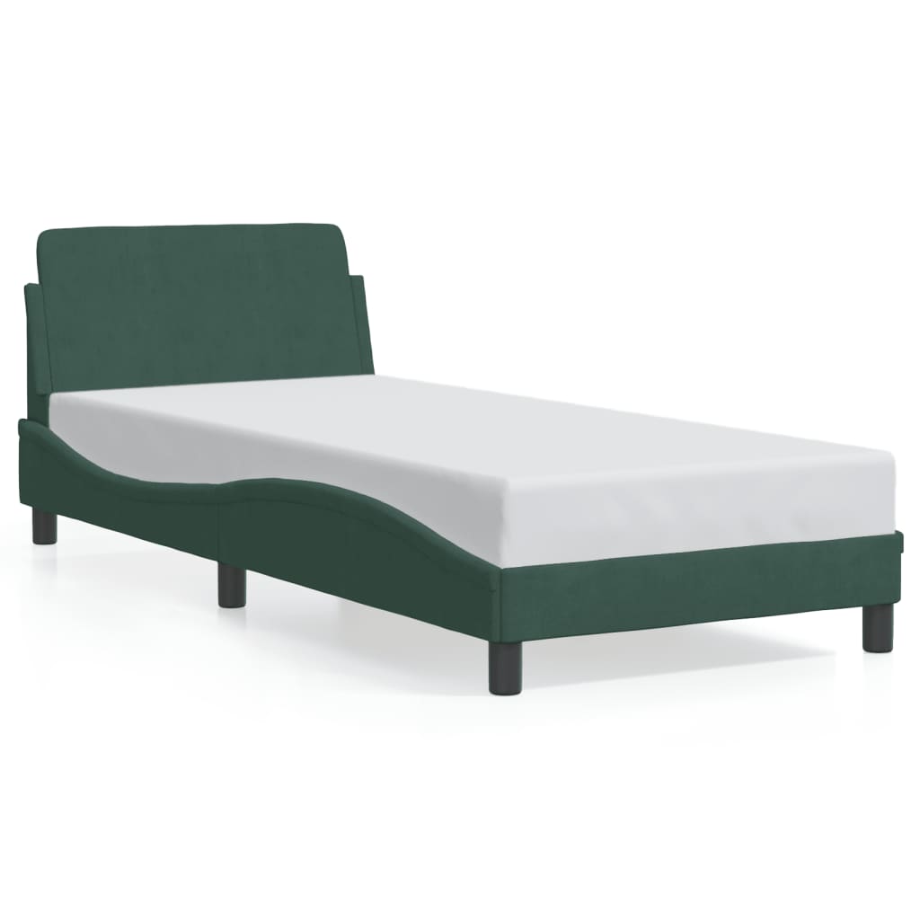 Bed frame without mattress dark green 90x200 cm velvet