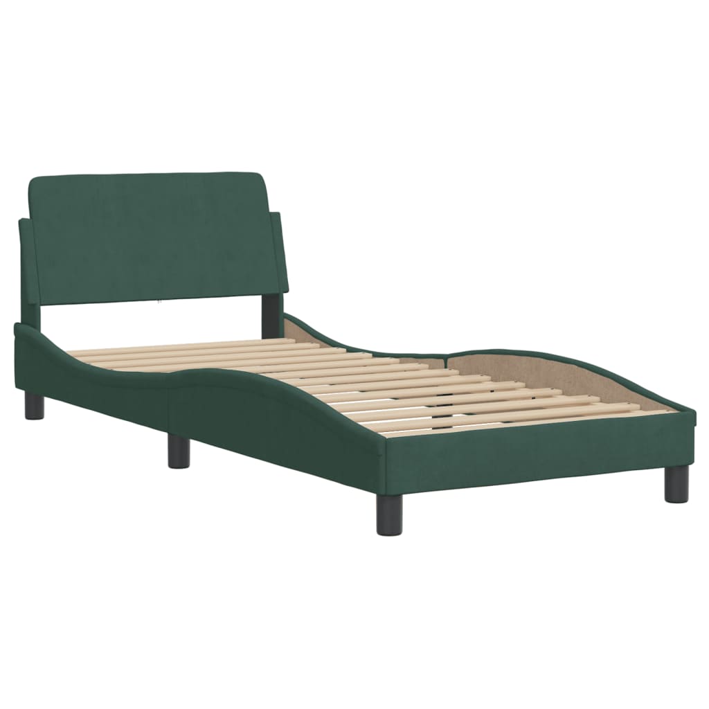 Bed frame without mattress dark green 90x200 cm velvet