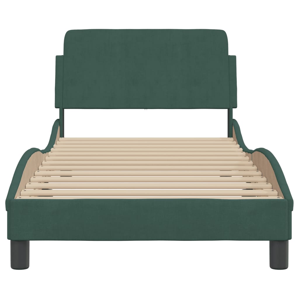 Bed frame without mattress dark green 90x200 cm velvet