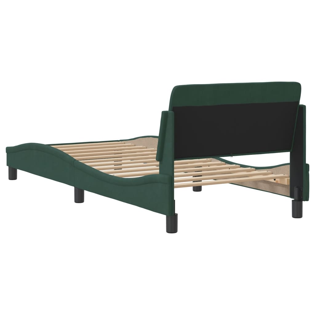 Bed frame without mattress dark green 90x200 cm velvet