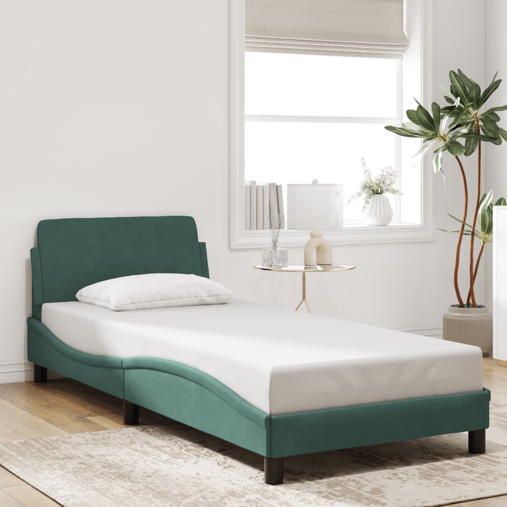 Bed frame without mattress dark green 90x200 cm velvet