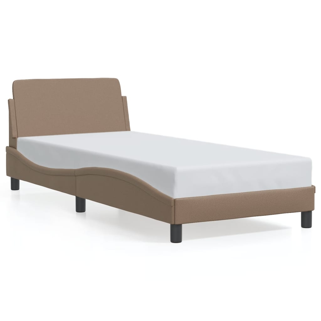 Bed frame with headboard cappuccino brown 90x200 cm artificial leather