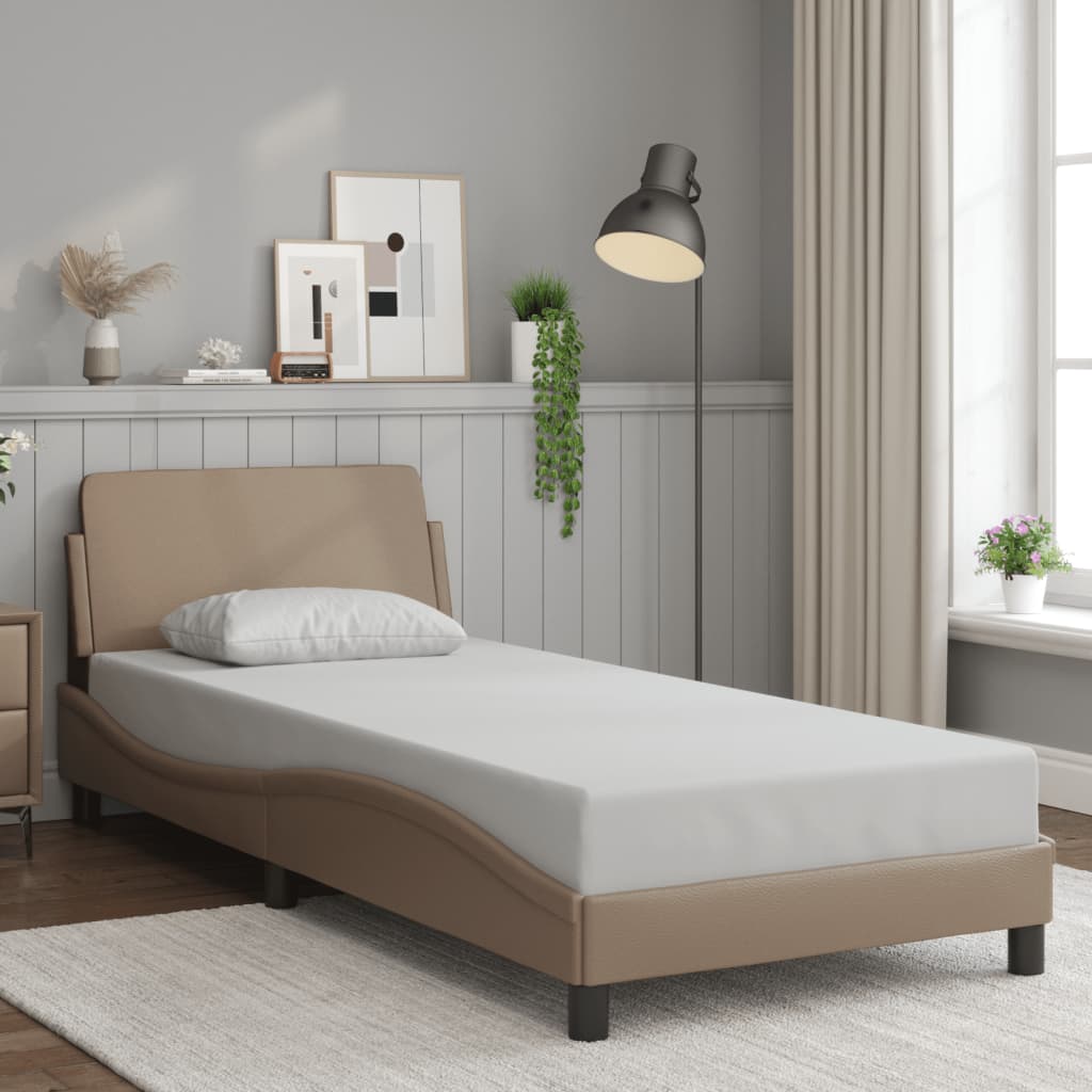 Bed frame with headboard cappuccino brown 90x200 cm artificial leather