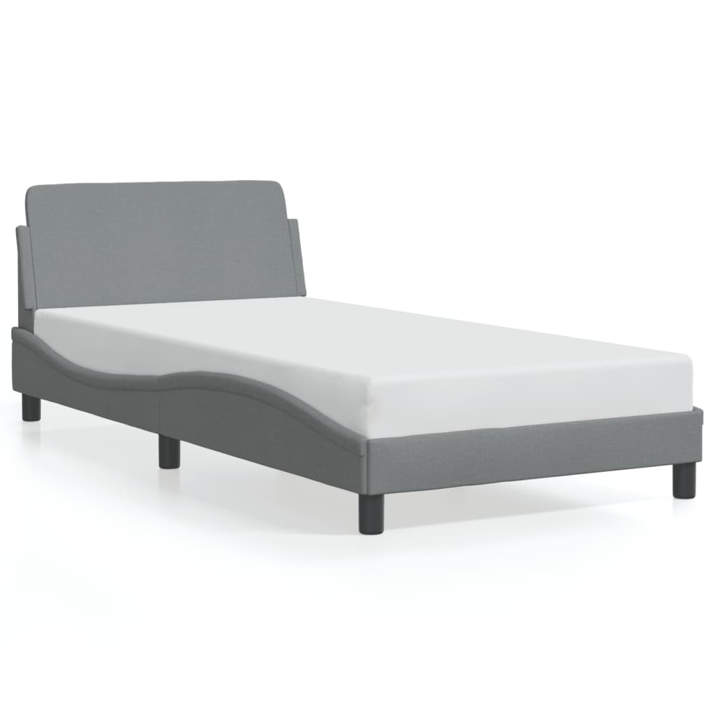 Bed frame without mattress light grey 100x200 cm fabric