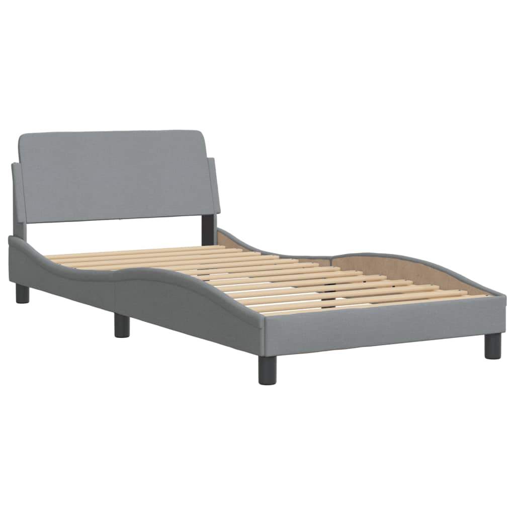 Bed frame without mattress light grey 100x200 cm fabric