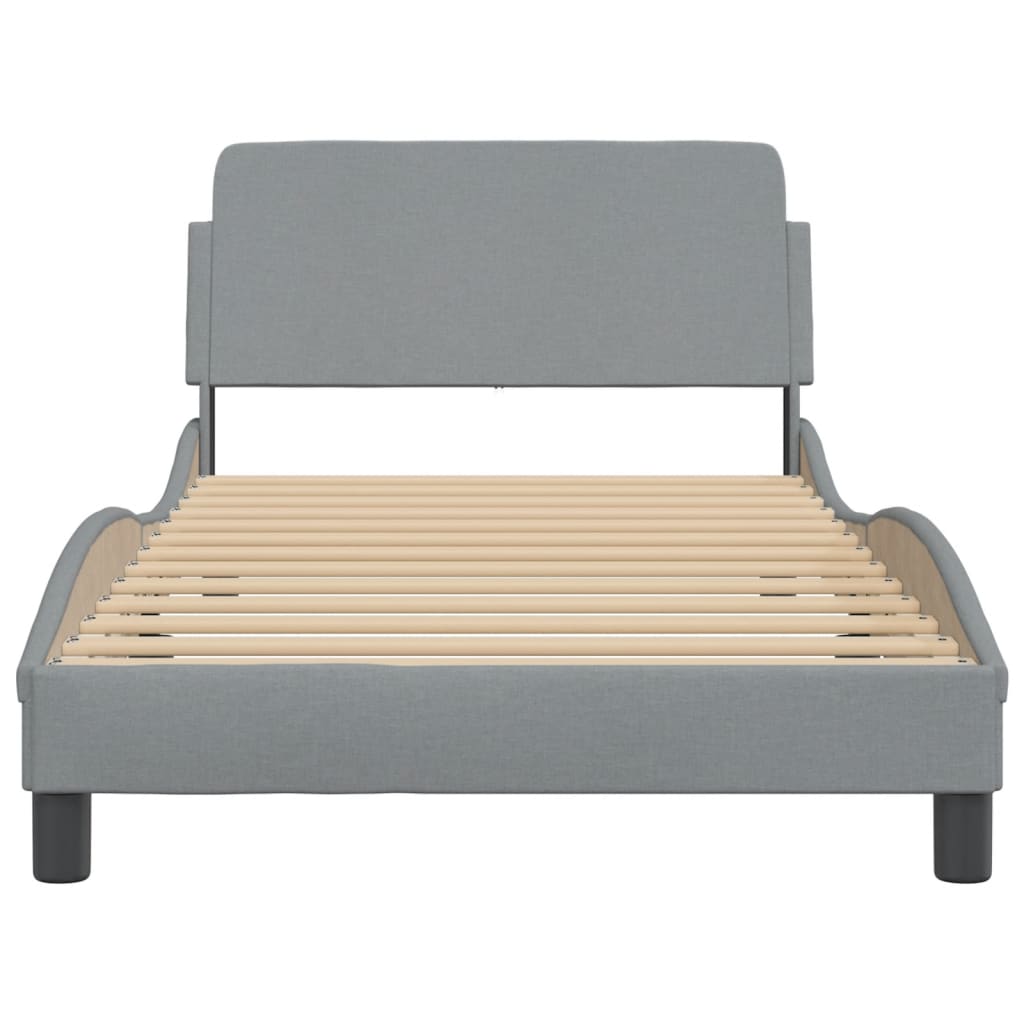 Bed frame without mattress light grey 100x200 cm fabric