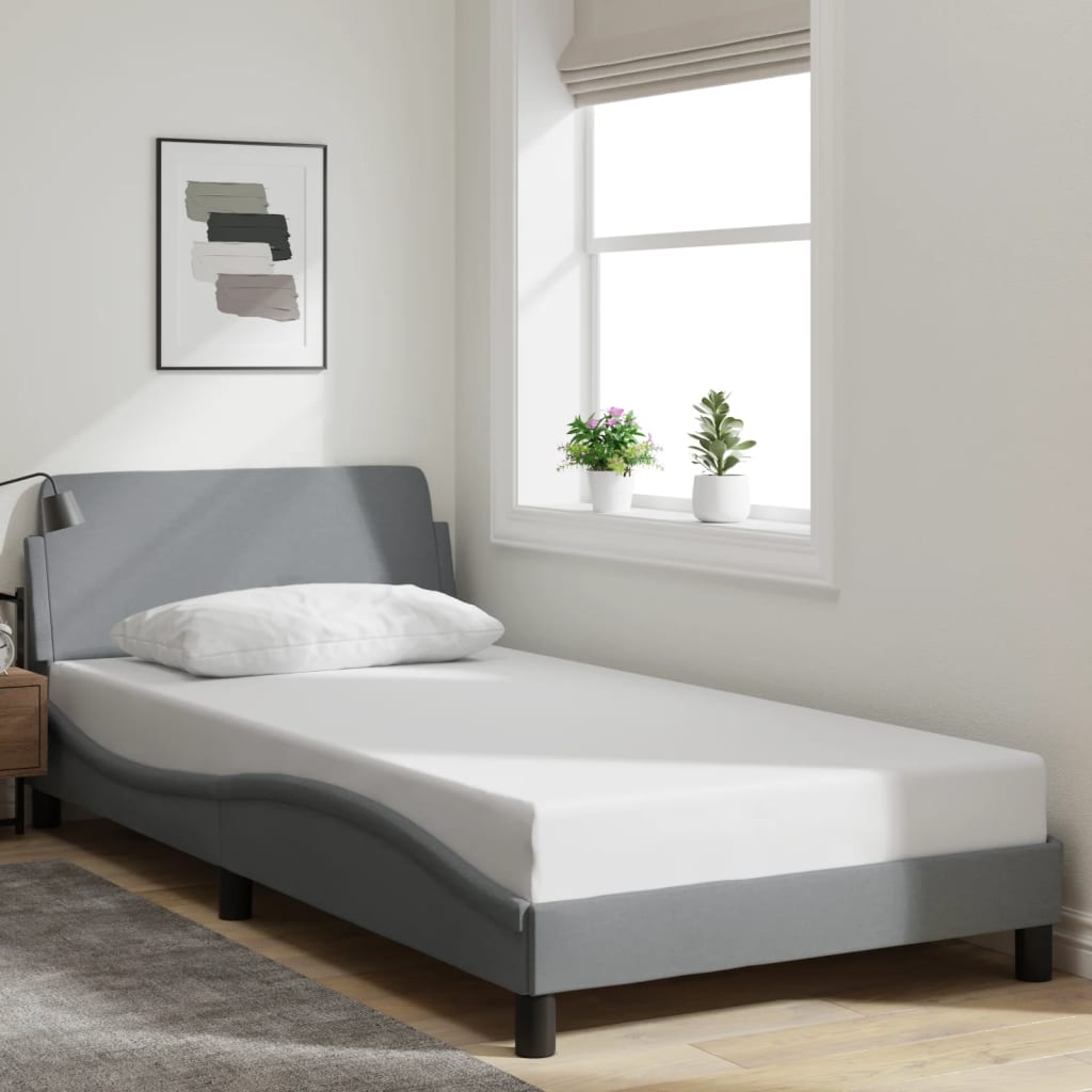 Bed frame without mattress light grey 100x200 cm fabric