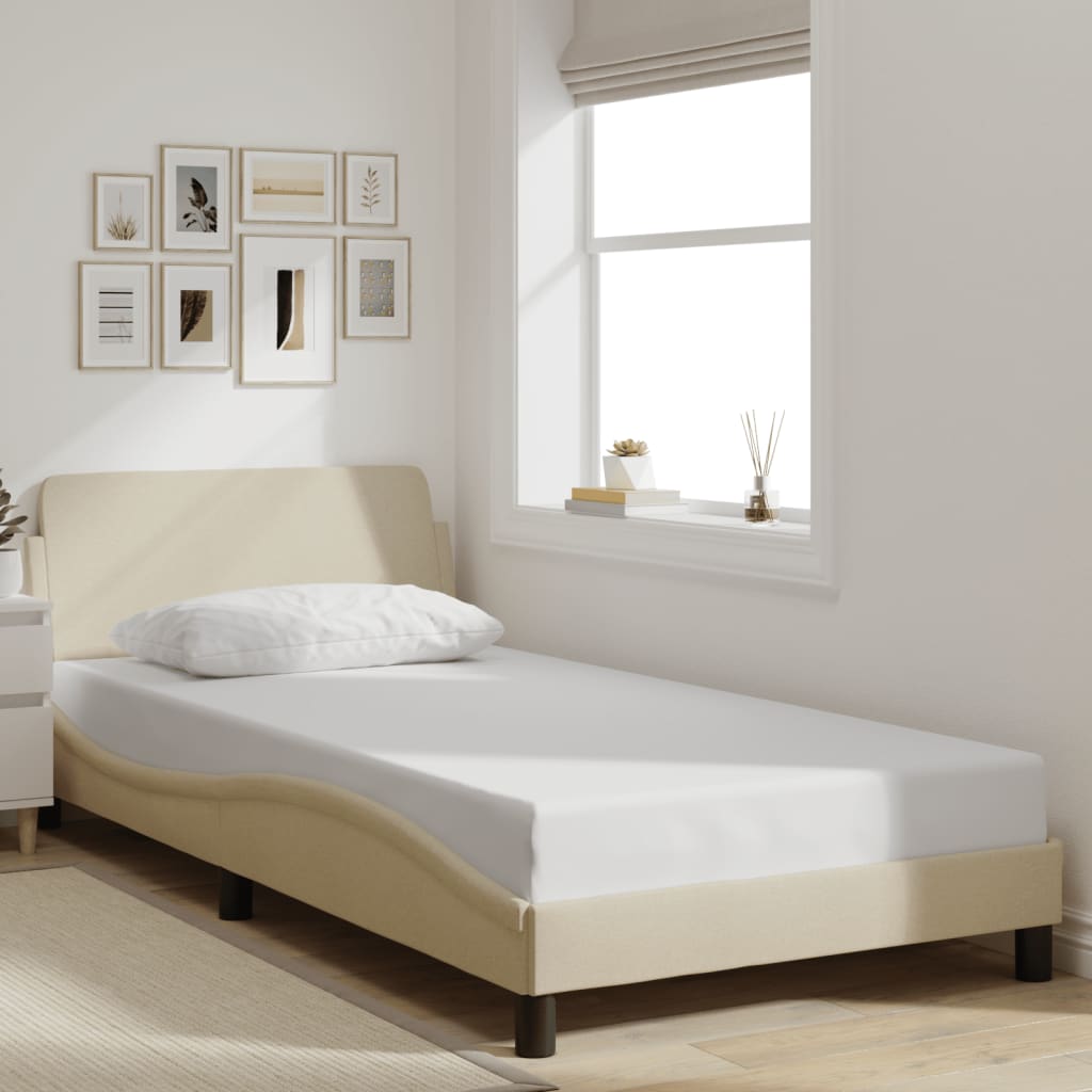 Bed frame without mattress cream 100x200 cm fabric