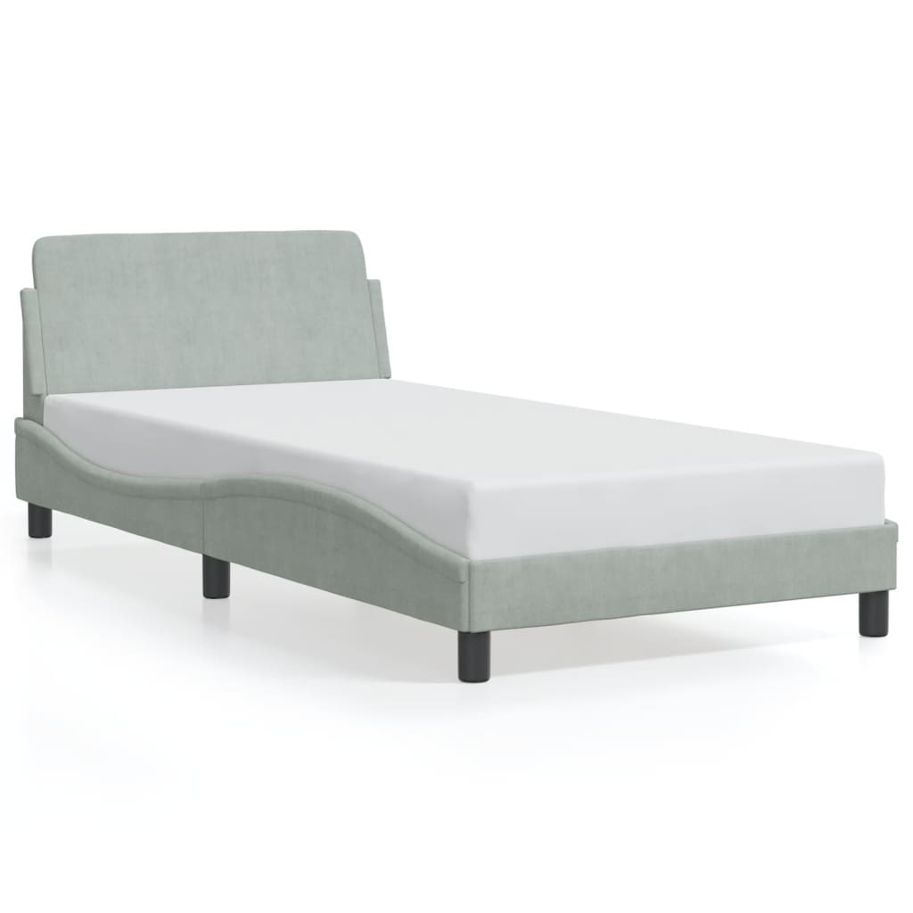 Bed frame without mattress light grey 100x200 cm velvet