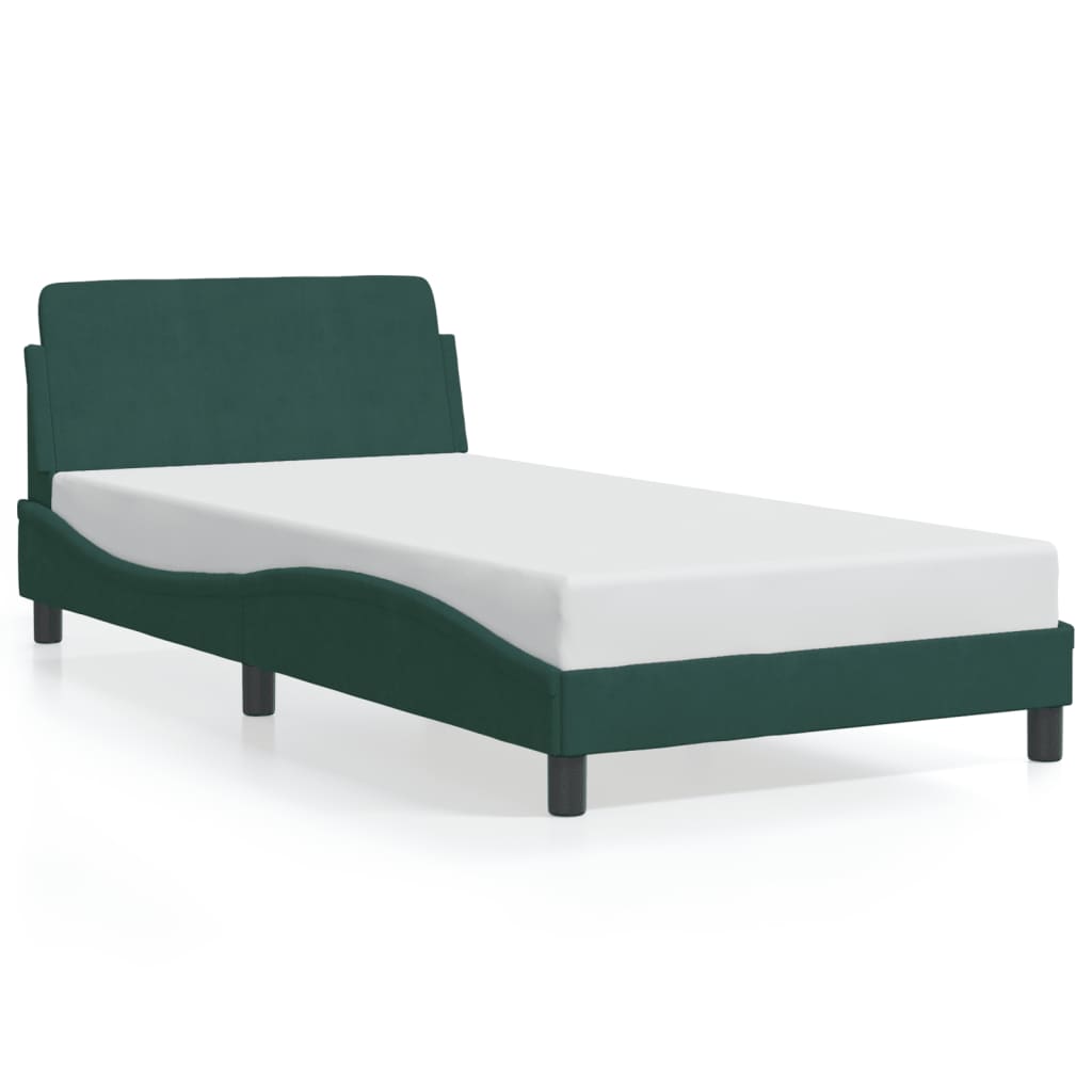 Bed frame without mattress dark green 100x200 cm velvet