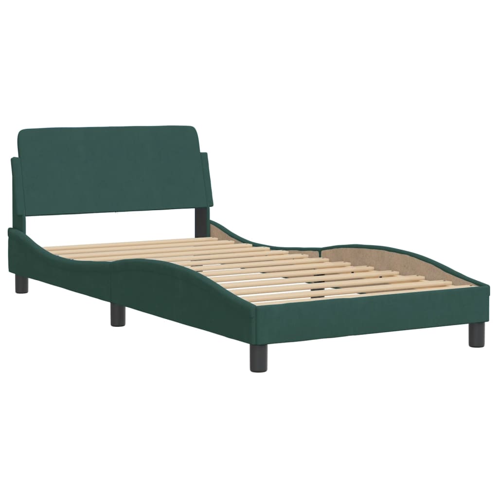 Bed frame without mattress dark green 100x200 cm velvet