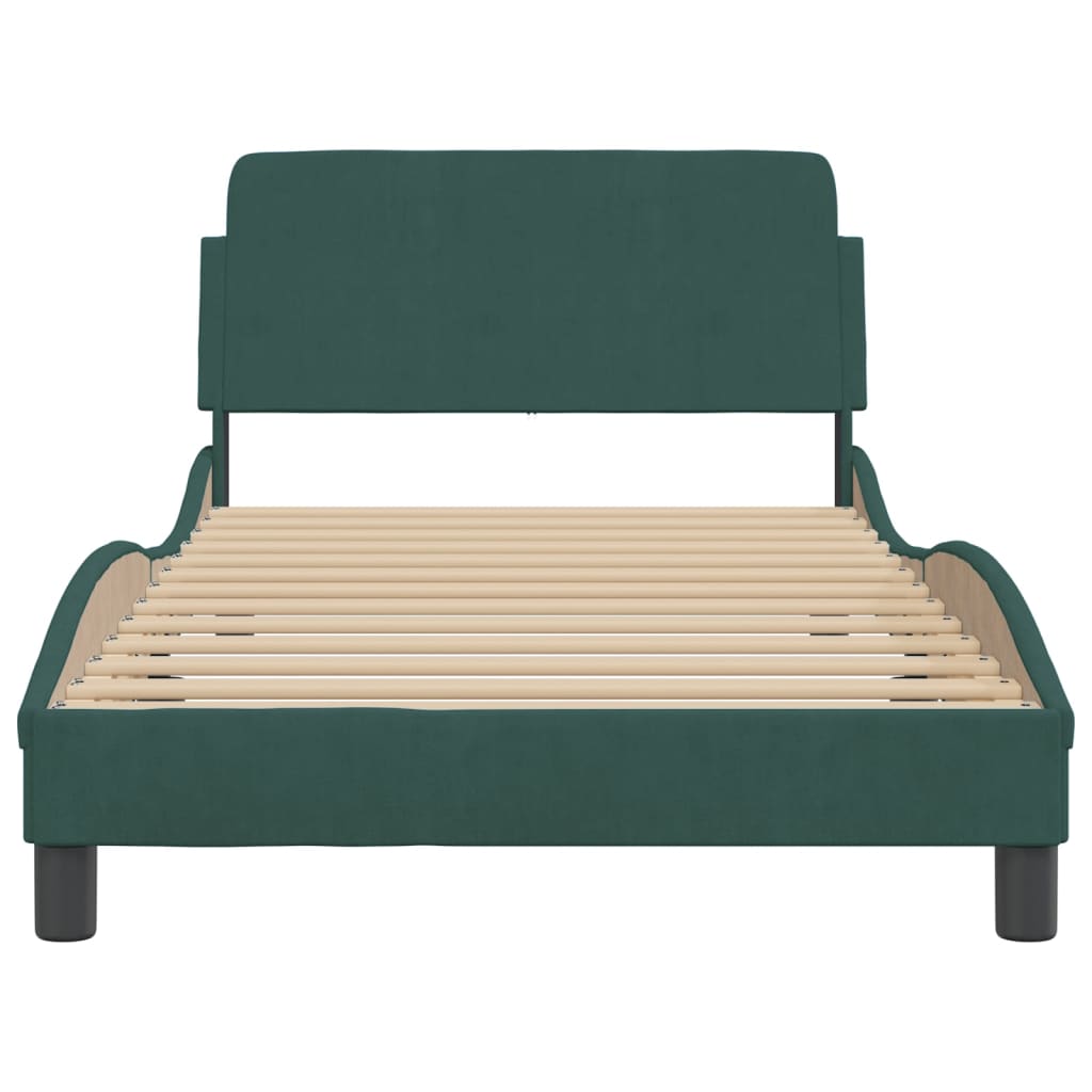 Bed frame without mattress dark green 100x200 cm velvet