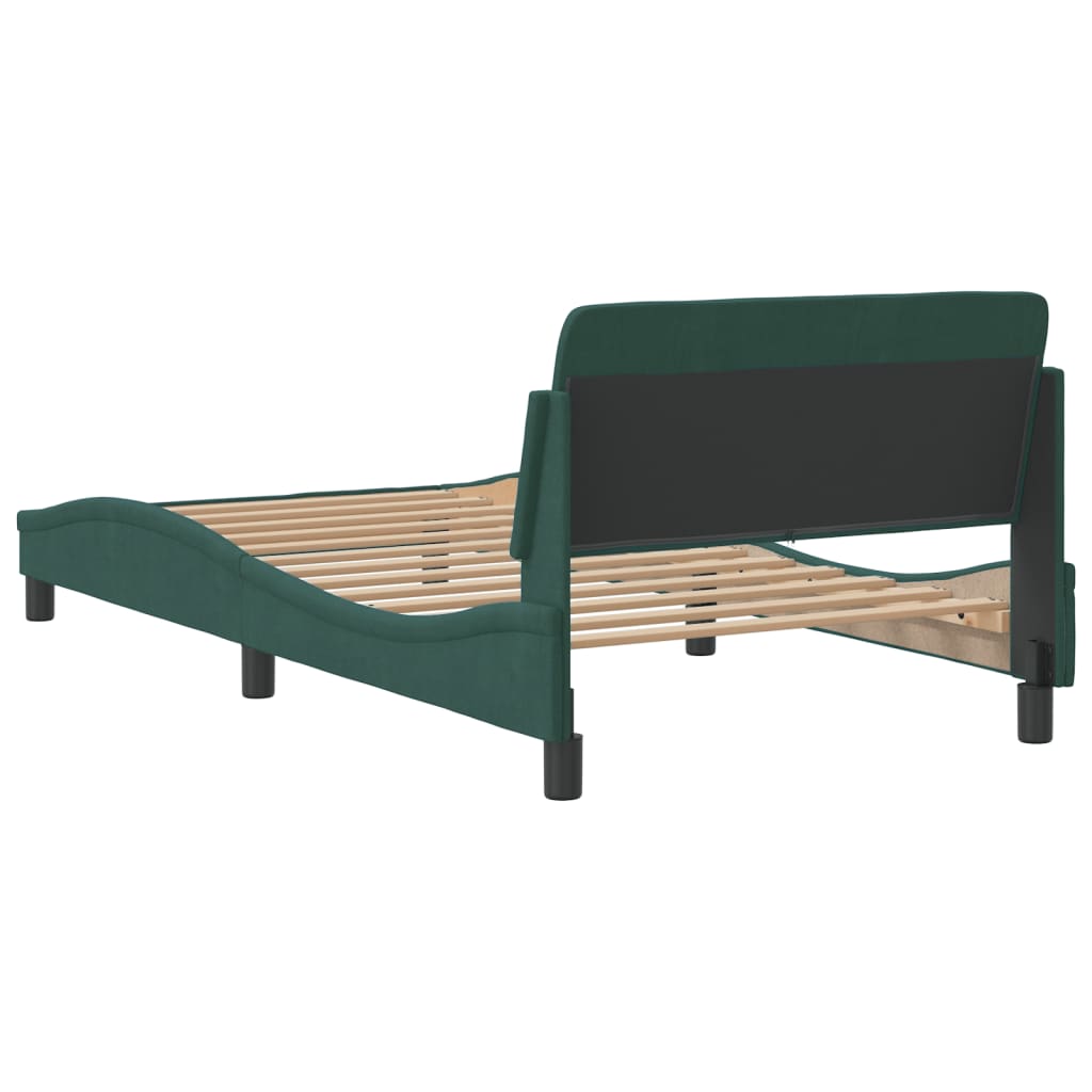 Bed frame without mattress dark green 100x200 cm velvet