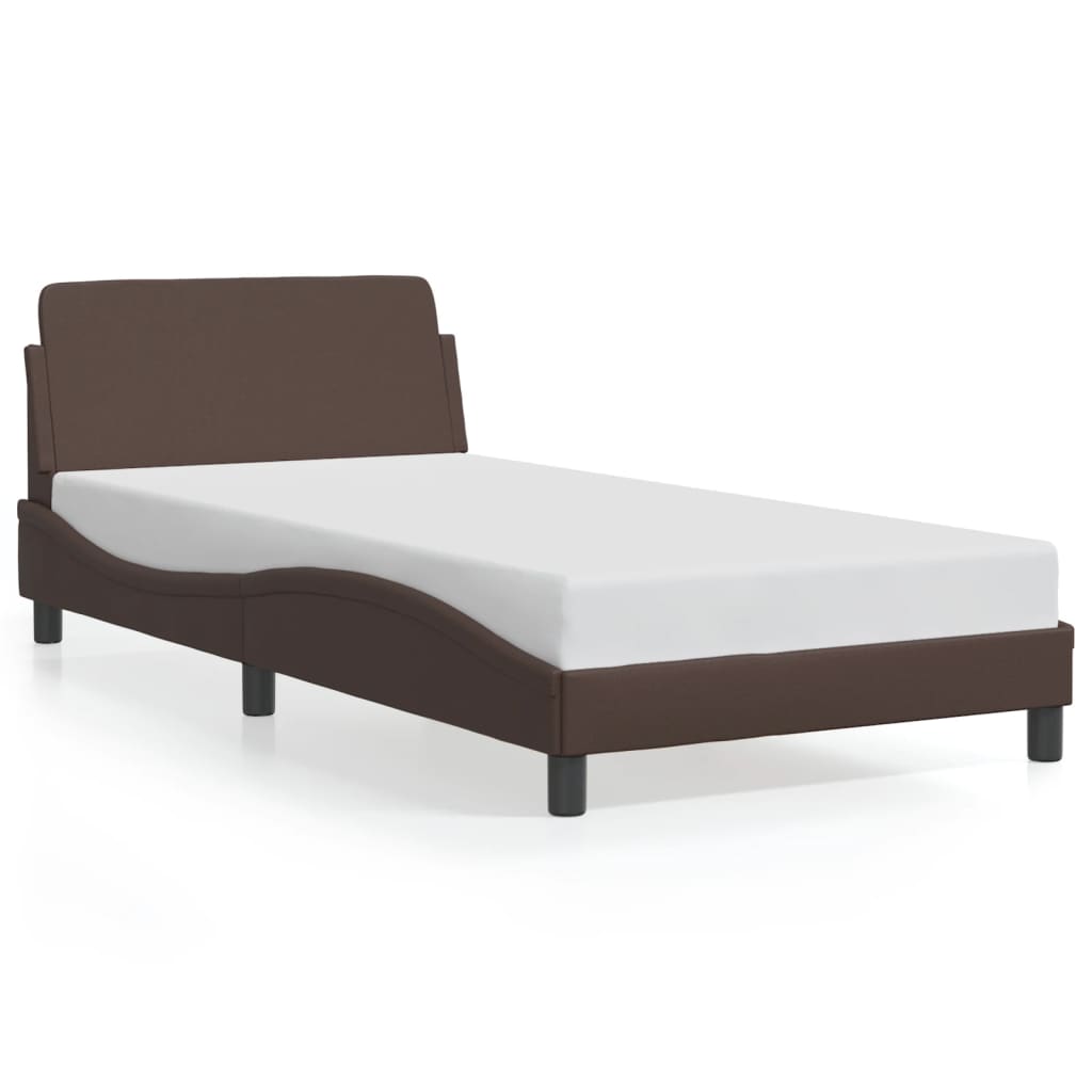 Bed frame with headboard brown 100x200 cm artificial leather