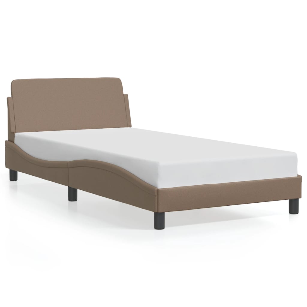 Bed frame with headboard cappuccino brown 100x200 cm artificial leather