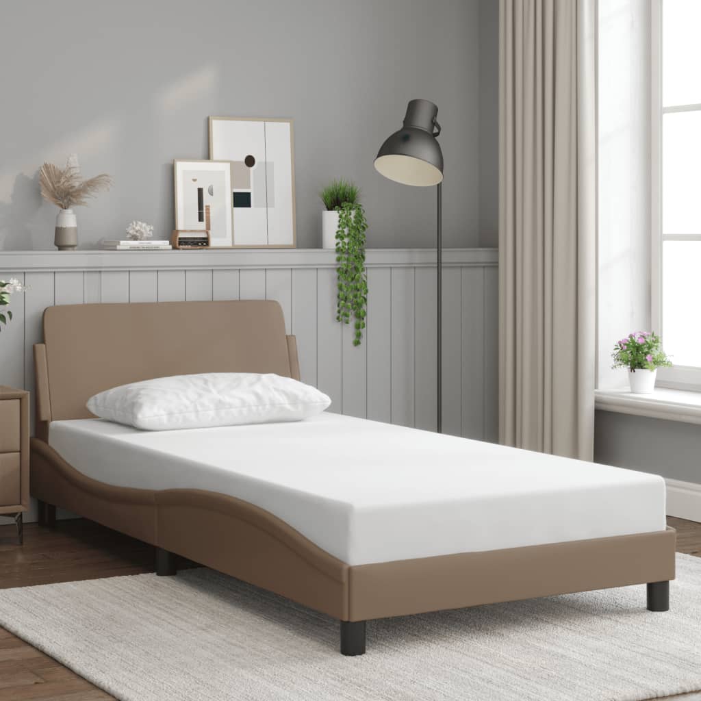 Bed frame with headboard cappuccino brown 100x200 cm artificial leather