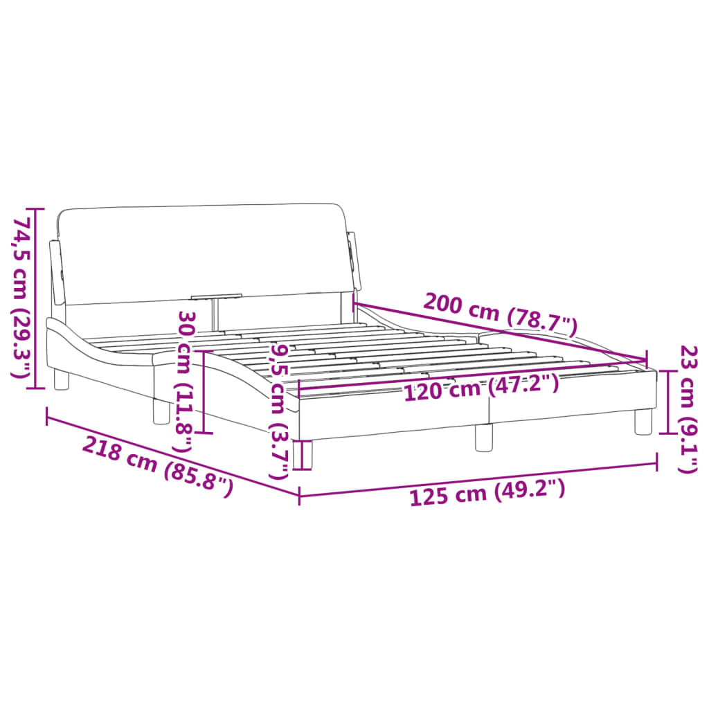 Bed frame without mattress light grey 120x200 cm fabric