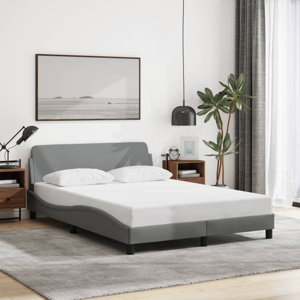 Bed frame without mattress light grey 120x200 cm fabric