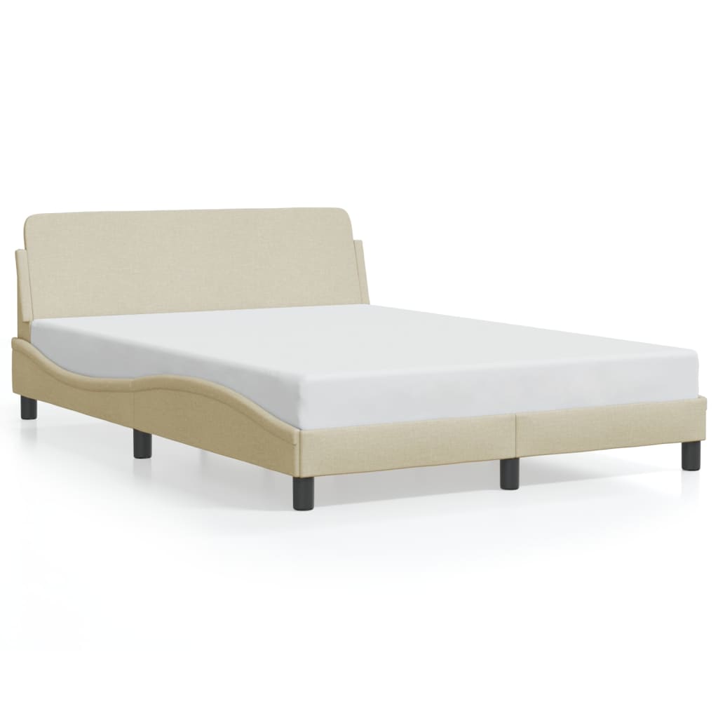 Bed frame without mattress cream 120x200 cm fabric