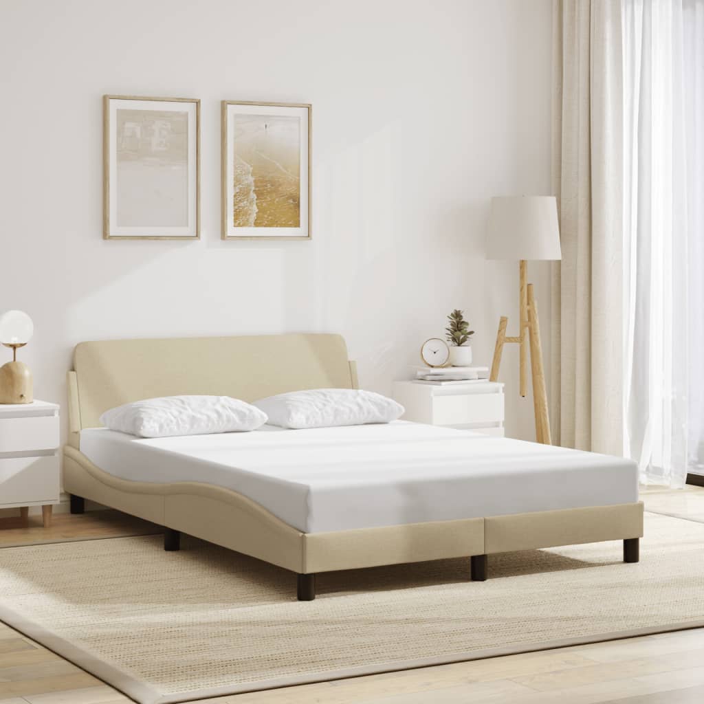 Bed frame without mattress cream 120x200 cm fabric