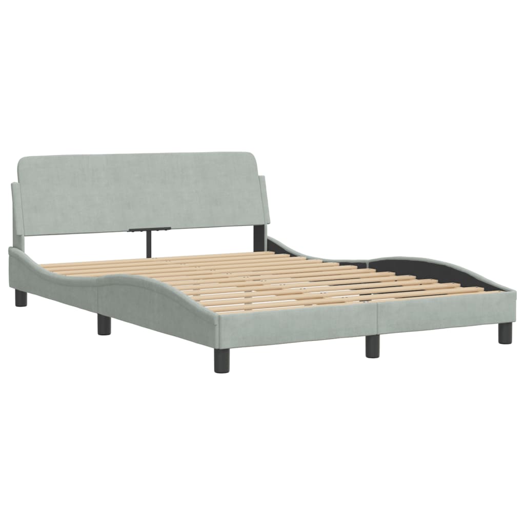 Bed frame without mattress light grey 120x200 cm velvet