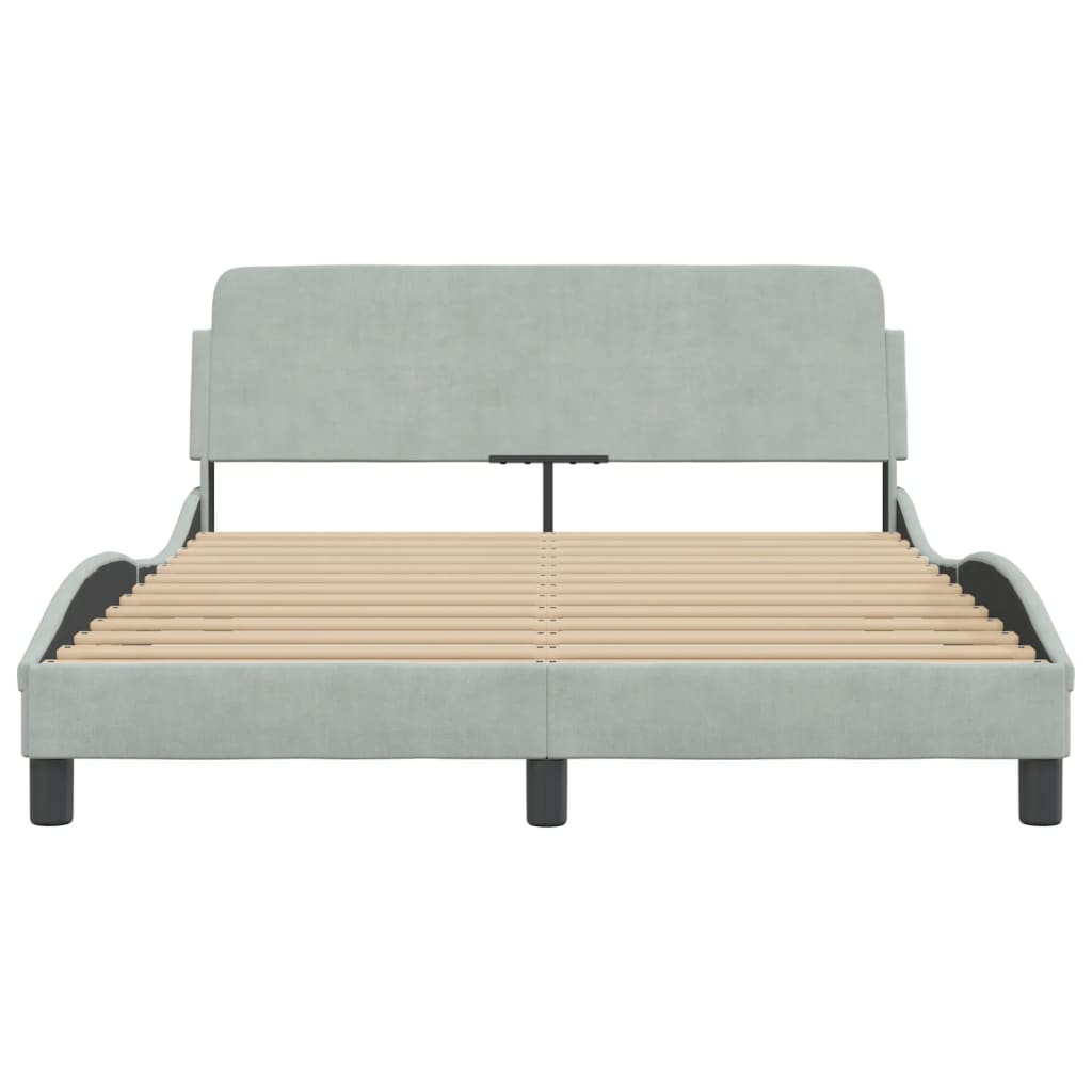 Bed frame without mattress light grey 120x200 cm velvet