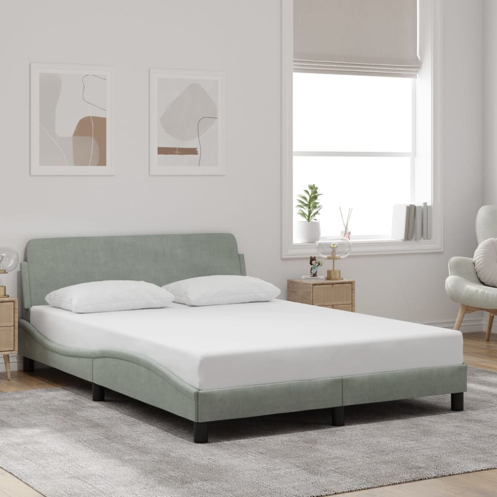 Bed frame without mattress light grey 120x200 cm velvet