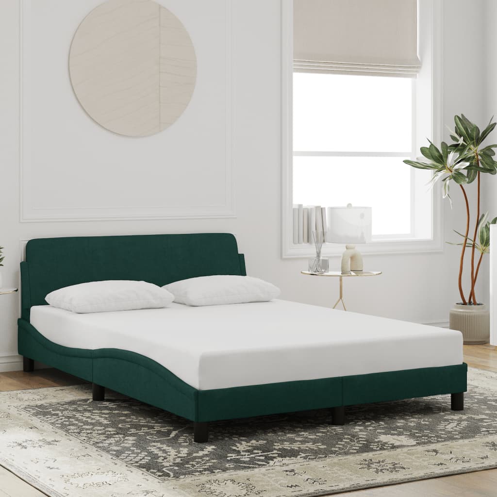 Bed frame without mattress dark green 120x200 cm velvet