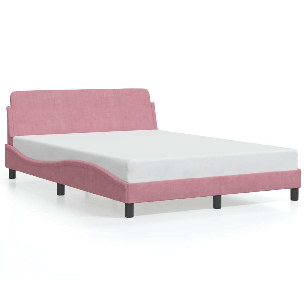 Bed frame with headboard without mattress pink 120x200 cm velvet