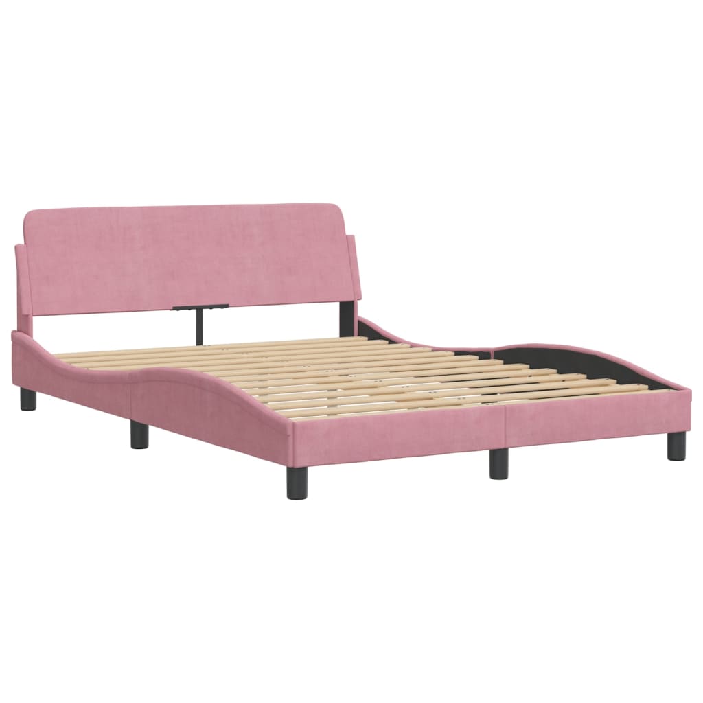 Bed frame with headboard without mattress pink 120x200 cm velvet