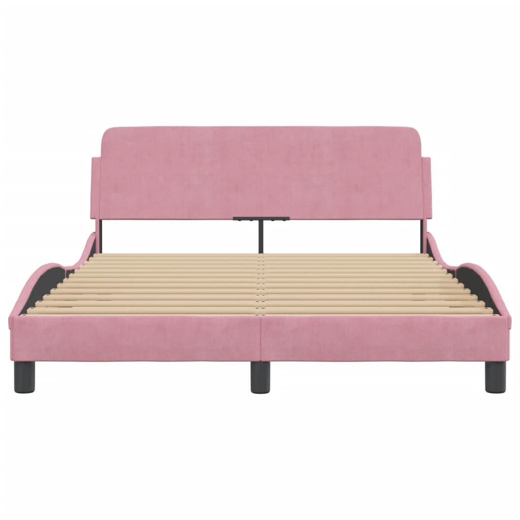 Bed frame with headboard without mattress pink 120x200 cm velvet