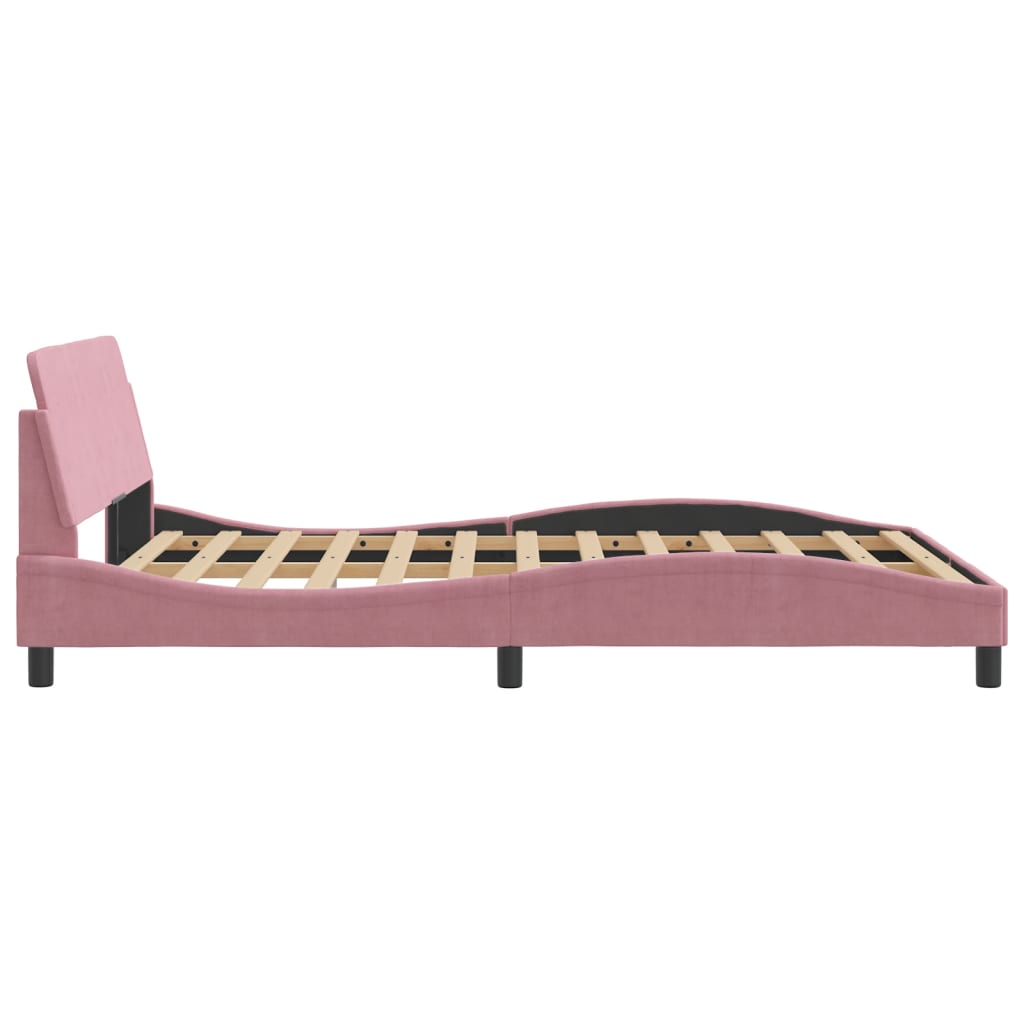 Bed frame with headboard without mattress pink 120x200 cm velvet