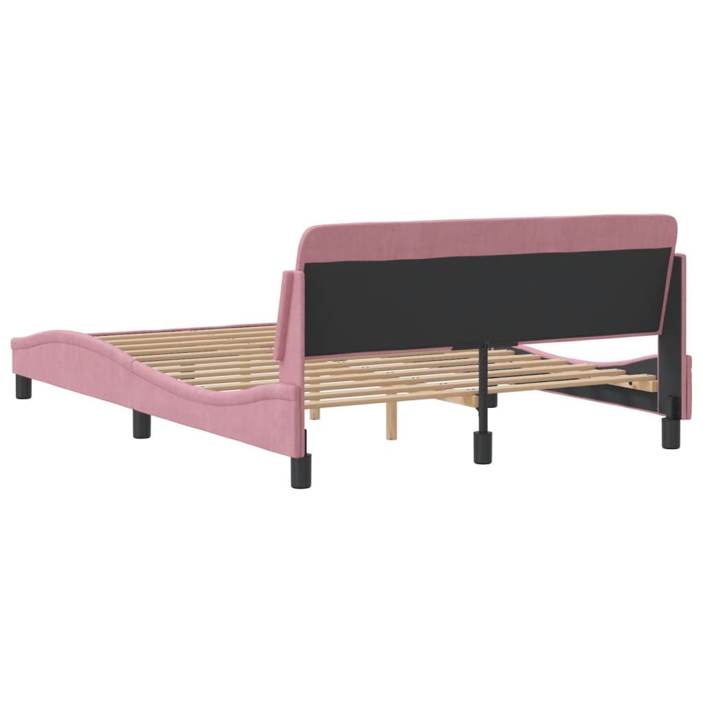 Bed frame with headboard without mattress pink 120x200 cm velvet