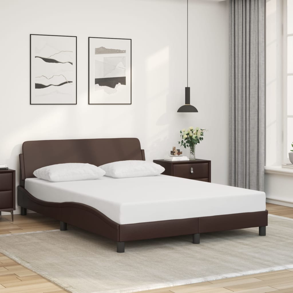 Bed frame with headboard brown 120x200 cm artificial leather