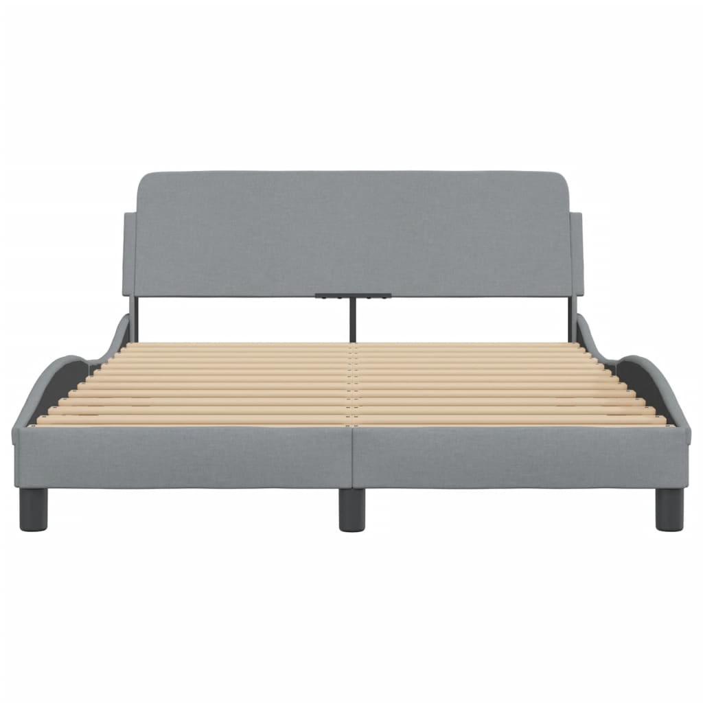 Bed frame without mattress light grey 140x190 cm fabric