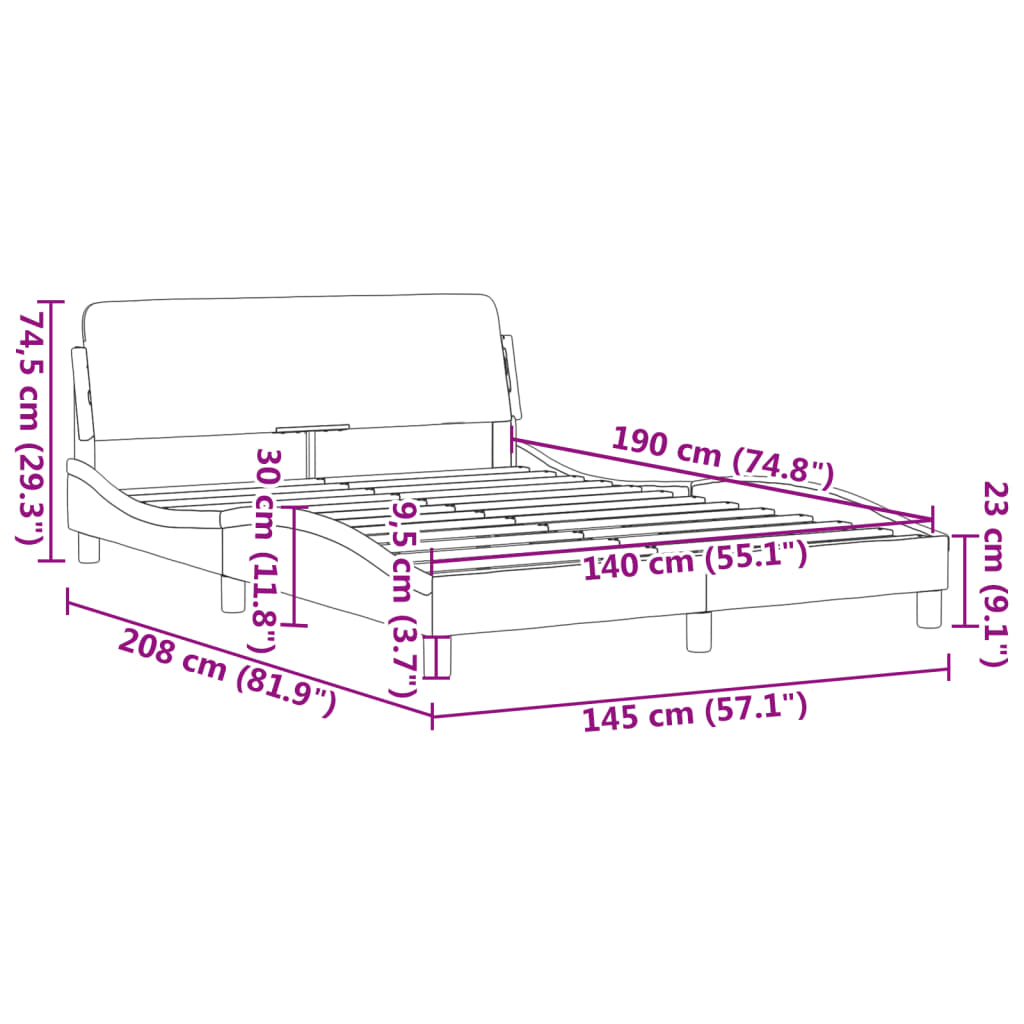 Bettgestell ohne Matratze Hellgrau 140x190 cm Stoff