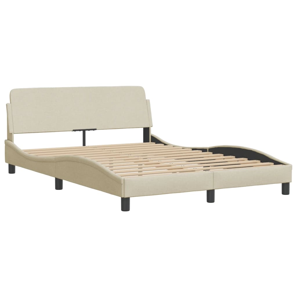 Bed frame without mattress cream 140x190 cm fabric