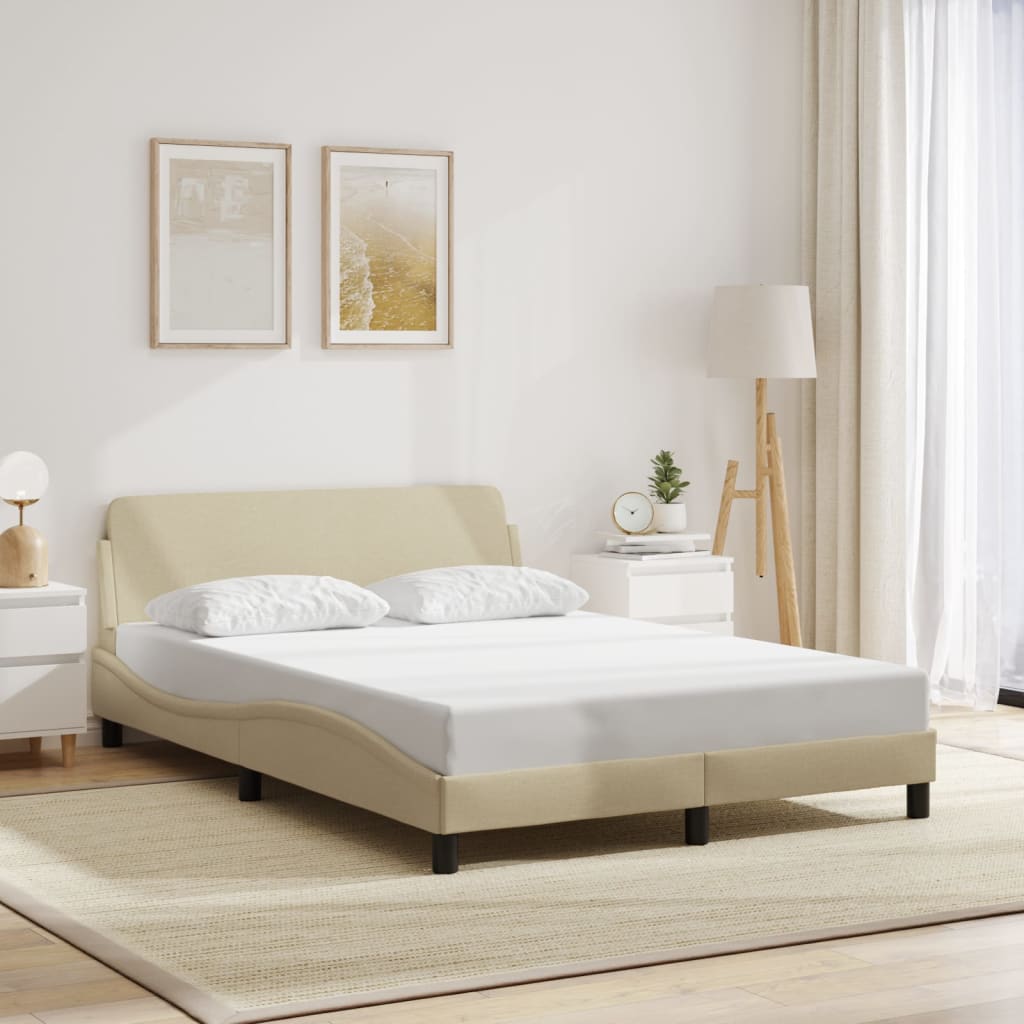 Bed frame without mattress cream 140x190 cm fabric