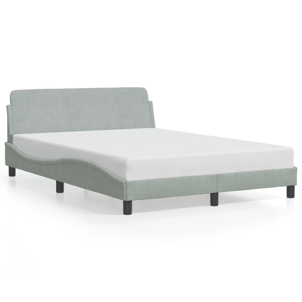 Bed frame without mattress light grey 140x190 cm velvet