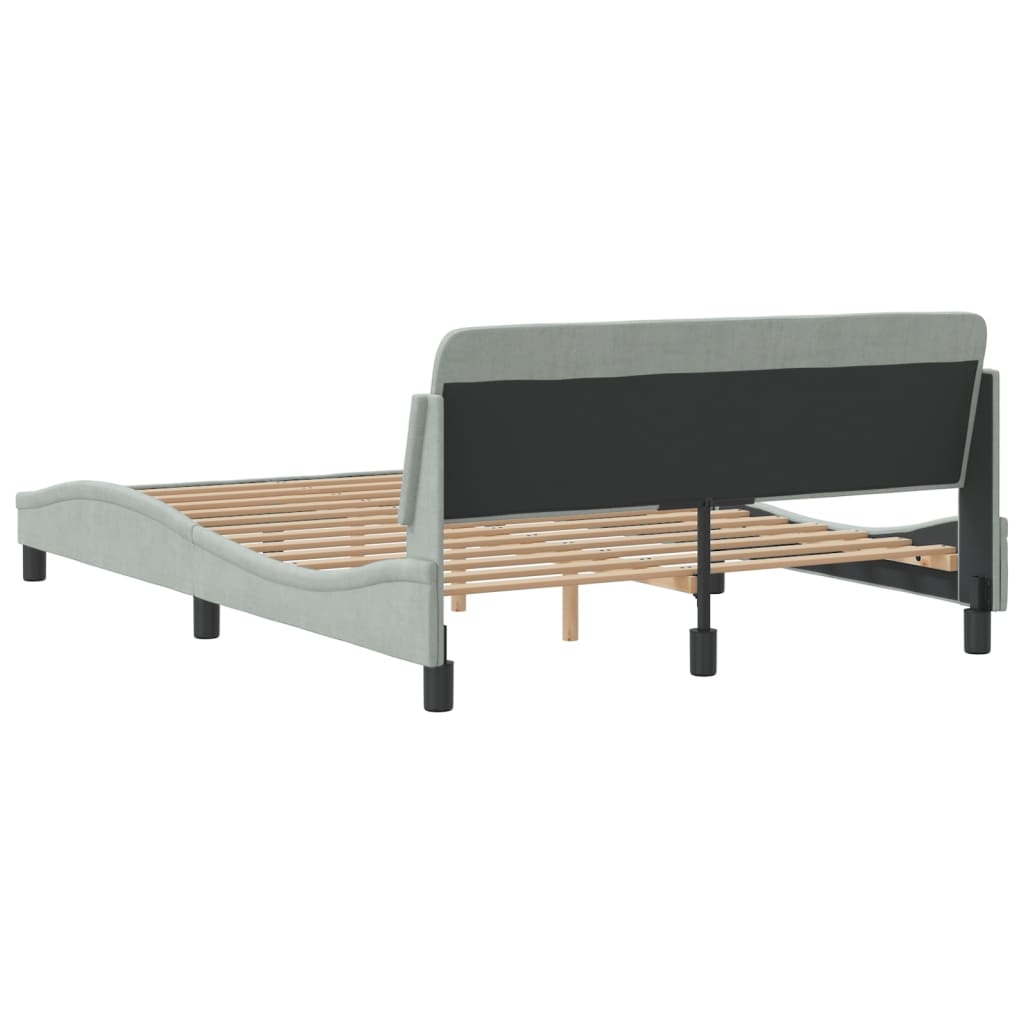 Bed frame without mattress light grey 140x190 cm velvet