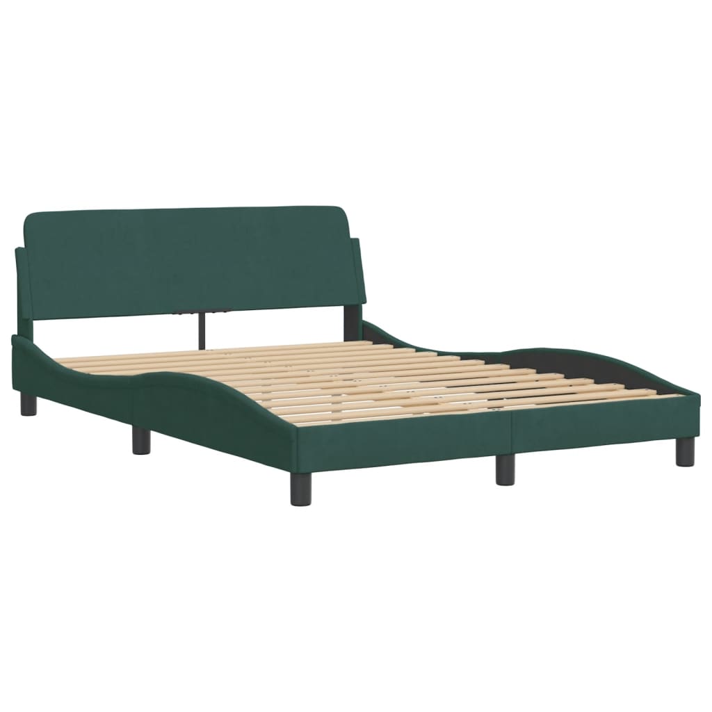 Bed frame without mattress dark green 140x190 cm velvet