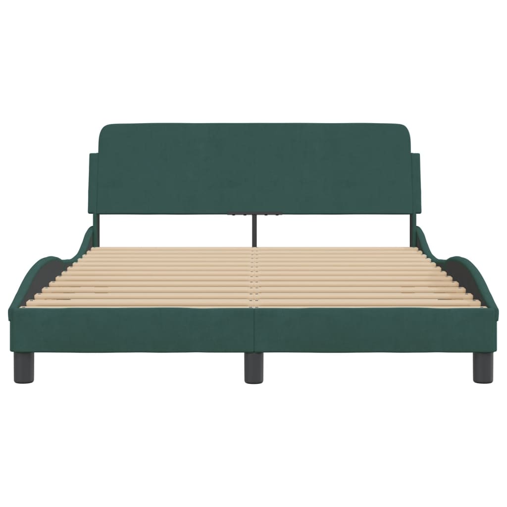 Bed frame without mattress dark green 140x190 cm velvet